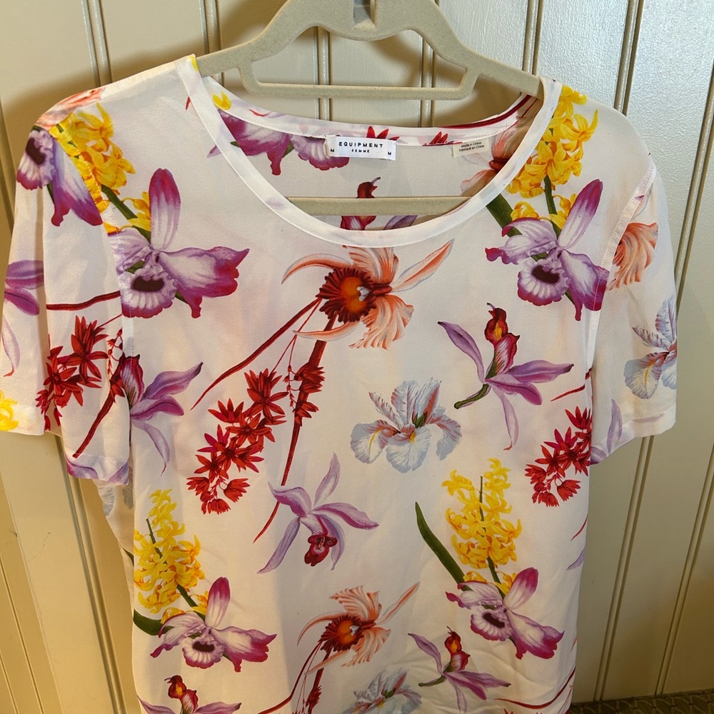 Equipment Multicolor Floral Short Sleeve Top